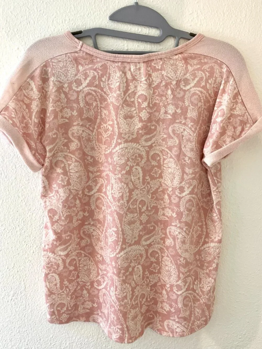 Lucky Brand Pajama Pink Paisley Short Sleeve Top & Matching Wide Leg Pants Set